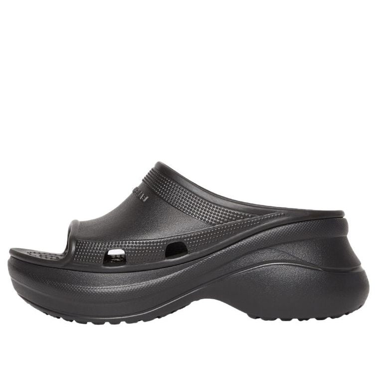 (WMNS) Balenciaga x Crocs Pool Slide Sandals 'Black' 677389W1S8E1000 #